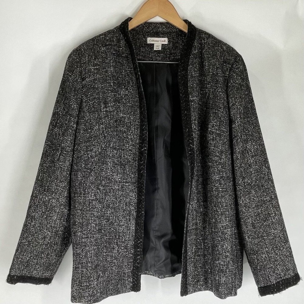 Coldwater Creek Womens Jacket XL Extra Large Tweed Gold Accents Wool Blend